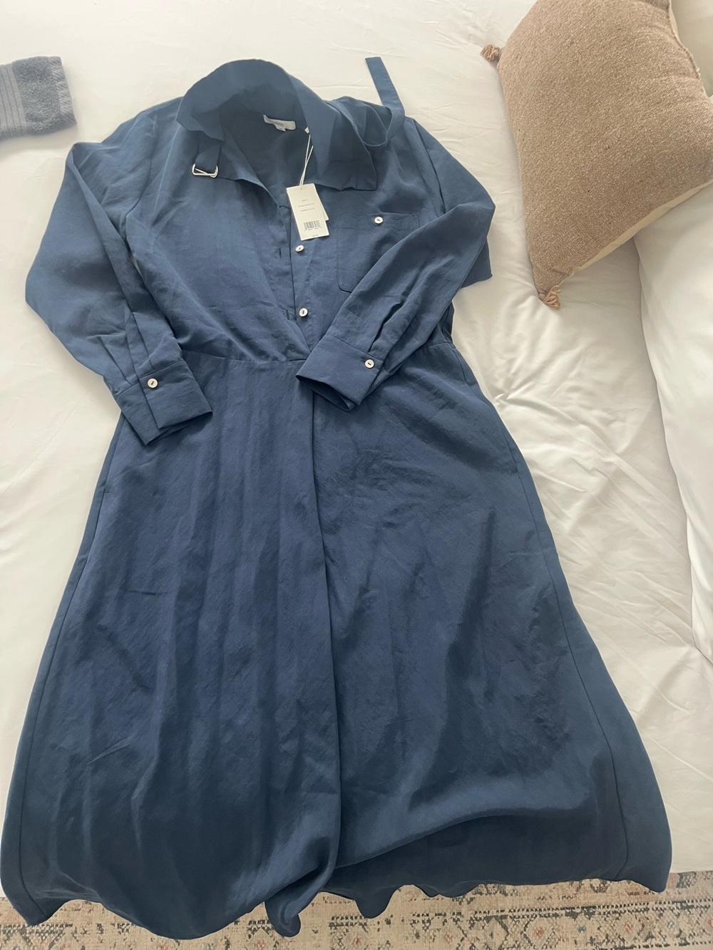 Vince Navy Blue Button-Front Shirt Dress